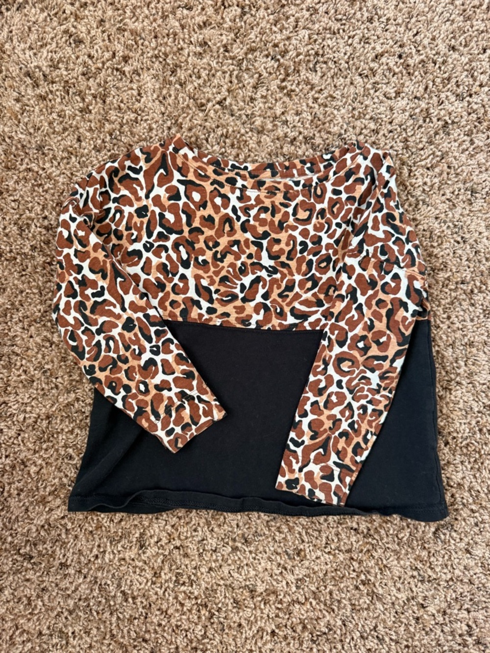Lilly Pulitzer Girls Long Sleeve Leopard Print Top in Brown and Black
